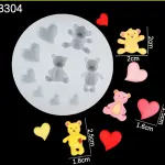 Teddy Bears with hearts silicone mould