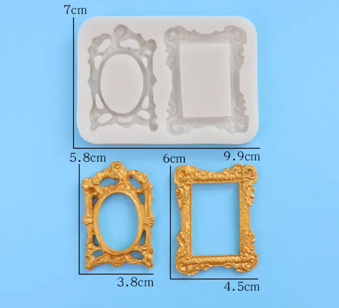 2 cavity Detailed Rectangle frame decorative silicone mould