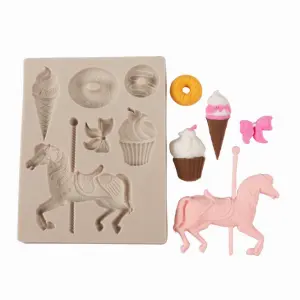 Unicorn ice cream donut bow theme Silicone Mould