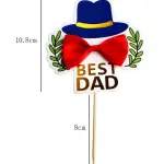 Best dad cute topper with red fabric bow cake topper