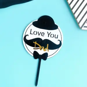 Double acrylic love you dad theme cake topper