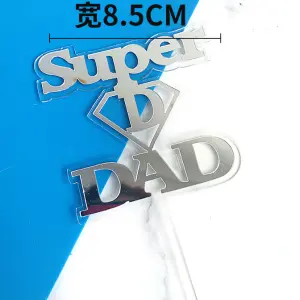 Double acrylic silver super dad cake topper