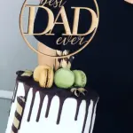 Round shape Wooden best dad ever cake topper