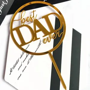 Best dad ever round acrylic cake topper