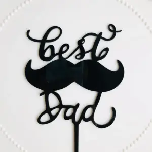 Best dad with mustache cake topper