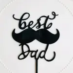 Best dad with mustache cake topper