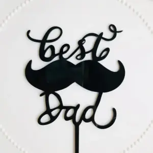 Best dad with mustache cake topper