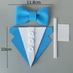 2 pcs Father shirt tie with 3d buttons cake topper set
