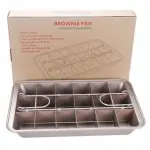 Non Stick Brownie Pan with Dividers 18 Pre-slice Carbon Steel Bakeware Tray with Grips for Oven 12X8X2''