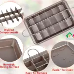 Non Stick Brownie Pan with Dividers 18 Pre-slice Carbon Steel Bakeware Tray with Grips for Oven 12X8X2''
