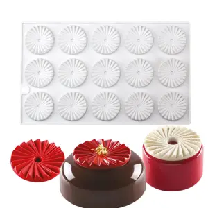 15 Cavity origami Spiral Design Round Ring Silicone Mould Insert Decor Mousse Cake Decorating Chocolate entremet mould