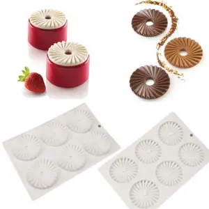 6 Cavity origami Spiral Design Round Ring Silicone Mould Insert Decor Mousse Cake Decorating Chocolate entremet mould