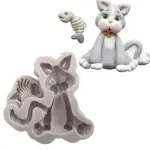 3D cat with fish bone Silicone Mould
