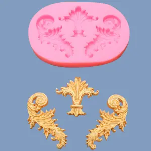 3 cavity classic Baroque decor silicone mould
