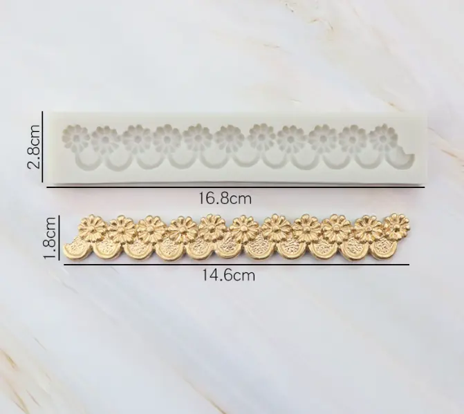 Flower string curved boarder silicone mould