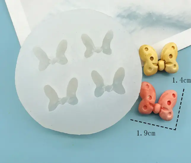 4 cavity polka bows silicone mould