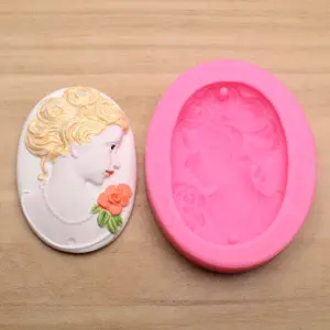Lady vintage brooch Silicone Mould