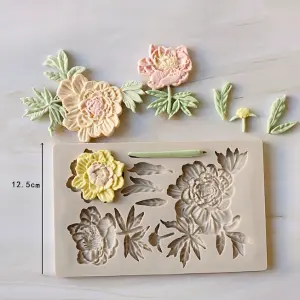 Large Rose Flower and leaf silicone Mould
