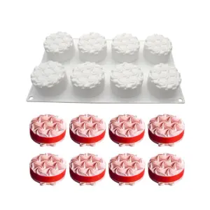 8 cavity Spiral flower design Silicone Mould for mousse,baking,desserts etc