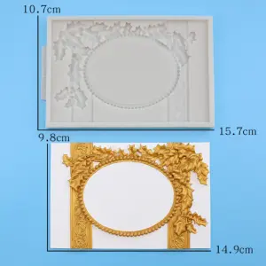 Large vintage frame with berry leaves silicone mould style 2