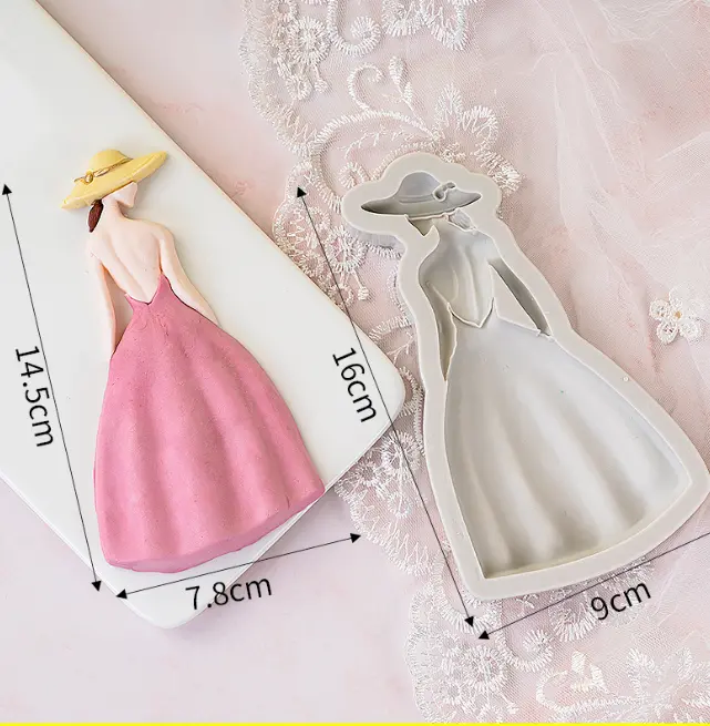 Lady with hat silicone mould