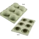 6 Cavity Silicone Spiral Shape Cake Mould for Mousse Dessert Baking All Purpose Mould (Out Put Weight Approx: 100 Grams)