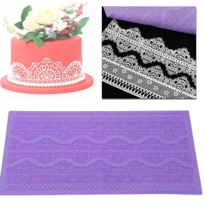 3 line Silicone Embossing Sugar Lace Mould Gum Paste Fondant Icing Cake Decoration Mat style 3