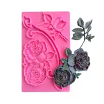 2 Bunch peony flower with leaf silicone Mould