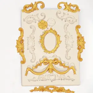 Vintage Scroll Baroque frame boarder theme silicone Mould