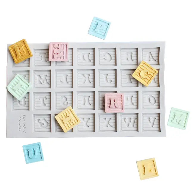 Square block alphabet Silicone Mould
