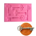 5 cavity Vintage key lock silicone mould