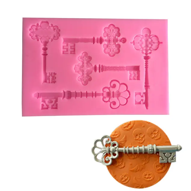 5 cavity Vintage key lock silicone mould