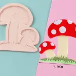 2 cavity Mushroom with grass Silicone Mould