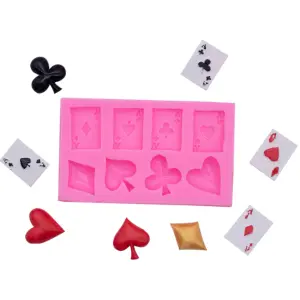 4 Aces Poker Playing Cards Hearts Diamonds Spades Clubs for Chocolate Cake Cupcake Polymer Clay Candy Resin Silicone Mould