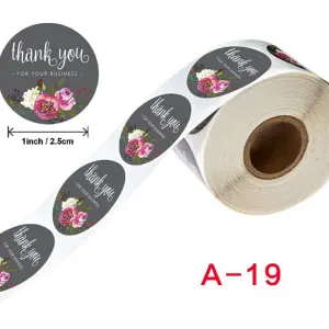 Floral themeThank you for your Business Stickers Roll 1 Inch diameter 500 sticker roll