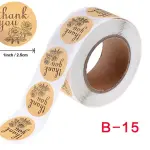 Brown thank you Stickers Roll 1 Inch diameter 500 sticker roll
