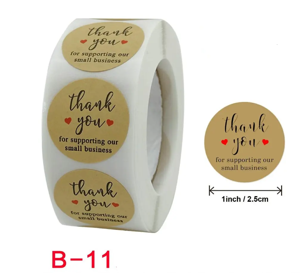 thank you for supporting small business Stickers Roll 1 Inch diameter 500 sticker roll