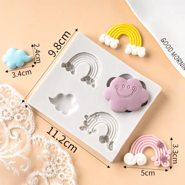 2 cavity Cloud and rainbow Silicone mould