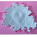 Large Lace Heart with love Floral embedded silicone mould