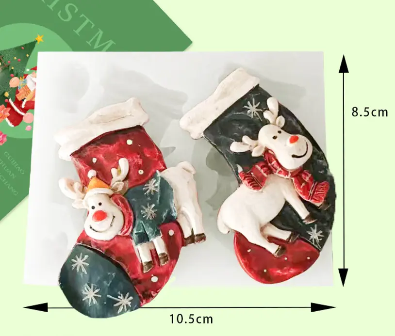 Large Christmas socks silicone mould