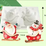 Large Christmas Santa Claus Snowman ridding with Gifts silicone mould style 2