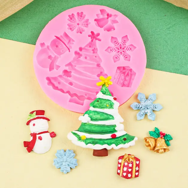 Christmas Tree Snowman Bells theme silicone mould