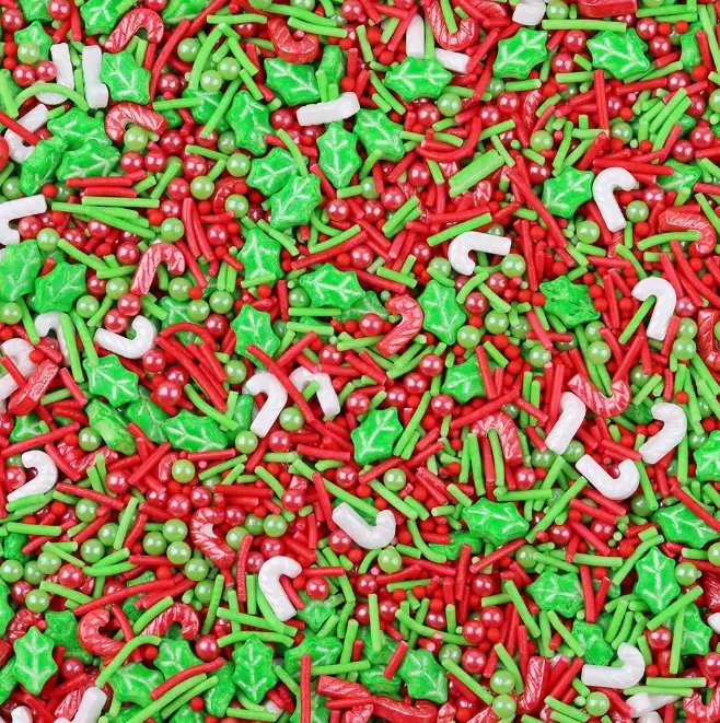 Christmas Theme Christmas candy leaf mixed theme Sprinklers 100gm