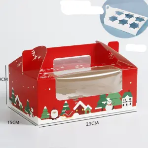 5 Pcs 6 Cavity Christmas theme Cupcake Box