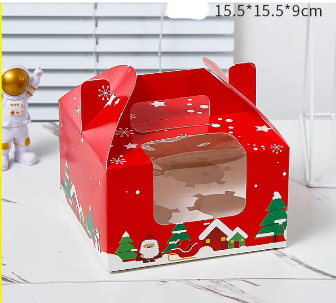 5 Pcs 4 Cavity Christmas theme Cupcake Box
