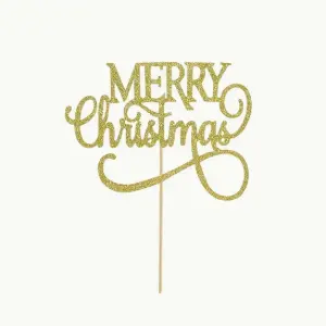 1 Pcs Large Golden Merry Christmas cake topper