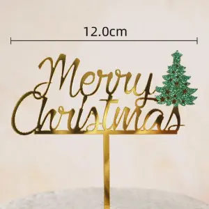 1 pcs Merry Christmas with Christmas tree acrylic cake topper