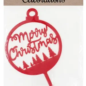 1 pcs Red Merry Christmas with Christmas acrylic cake topper