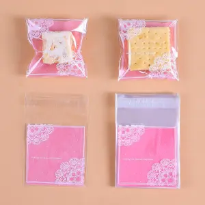 Pink Lace Printed 100pcs Cookie Candy Sleeve