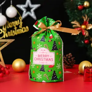 Christmas Loaf / Candy / cookies Bags with attached Drawstrings (1 PACK = 10 BAGS) STYLE 5